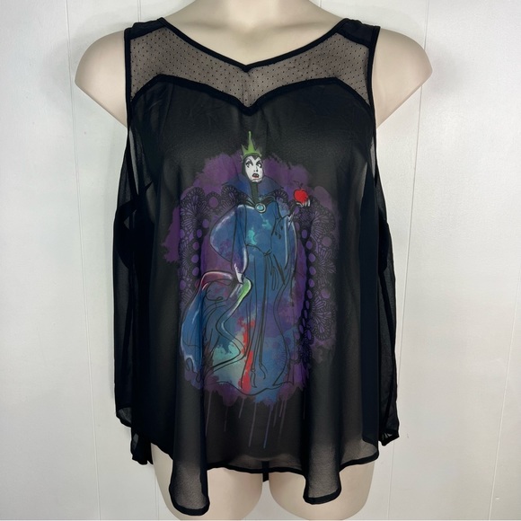 torrid Tops - TORRID Disney Snow White Evil Queen Graphic Black Sheer Tank Size 1X